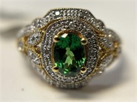 10K Tsavorite Garnet & Diamond Ring, New w/ Tags