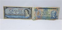 Pair of Canada $5 Bill's. 1954 and 1979