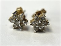 14K Diamond Cluster Earrings, 1/4 ctw.
