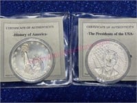 (2) 2000 Liberia coins ($5 & $10) clad non silver