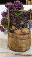 Rustic  Basket W/ Artificial Flowers