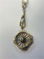 14K Diamond Lavalier and Chain