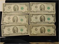 (6) 1976-2009 $2 Notes