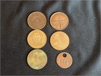 6 COMMEMORATIVE COINS / TOKENS