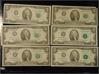 (6) 1976-2003 $2 Notes