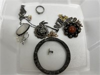 12 Victorian & Antique Sterling Silver Jewelry