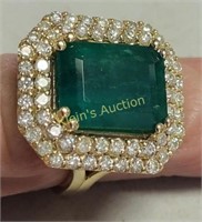 6.94 carats Emerald & Diamond 14K Ring