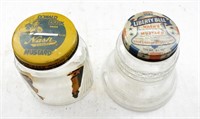(2)Vintage Nash Underwood Glass Jar Coin Banks