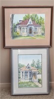(2) Framed Elaine Dowler London Cottages