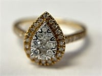 10K Diamond Pear Shaped Ring, 1/4 ctw.