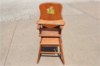 Vintage Wooden High Chair with Tray