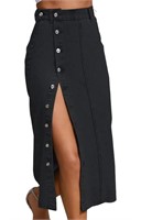 ($50) Summer Long Denim Skirt Women Button,S