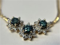 14K Blue & White Diamond Necklace, Approx. 1 ctw.