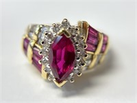 10K Ruby and Diamond Cocktail Ring