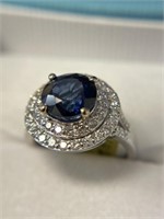 Appraised 14K Sapphire & Diamond Cocktail Ring