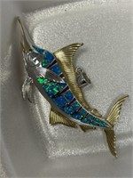 Large Sterling and Opal Swordfish Pendant
