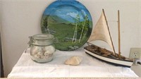 Seashells, sailboat, Wyoming Plate