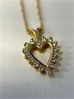 14K Diamond Heart Pendant and Chain