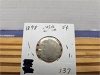 1 1898 USA 5 CENT COIN