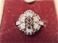 14K Red and White Diamond Cocktail Ring
