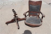 Antique Oak Desk Office Chair  on Wheels