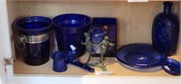 Variety of Cobalt Blue Glassware 9 pcs