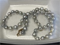 Strand of Gray Pearls with 14K Clasp