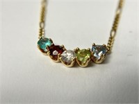 14K Diamond & Gemstone Pendant and Chain