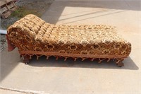 Antique Fainting Couch. Velvet Print Upholstry