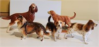 5 Dog Figurines tallest 7.5"