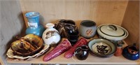 Shelf with grouping of Pottery