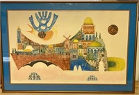 LARGE FRAMED ARTWORK - PRESSED PAPER JERUSALEM