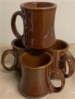 SET OF (4) COFFEE CUPS - BROWN CERAMIC WARE