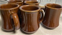 SET OF (5) COFFEE CUPS - BROWN CERAMIC WARE