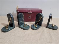 (2)  Marble Book Ends