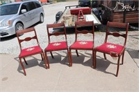 4 Vintage Chairs Cross-Stiched Seats