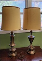 (2) Brass Table Lamps 34" tall with shade