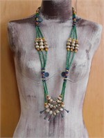 ORNATE AFRICAN TRADE BEADS WITH METAL AND WOOD