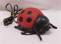 Iron ladybug decorator lamp w/ glass shade,