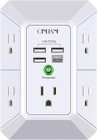 NEW 5 Outlet USB Wall Charger, Surge Protector