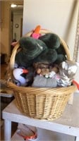 Large Basket of Stuffed Toys