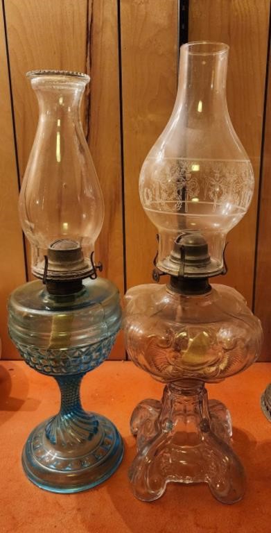 (2)  Antique Oil Lamps