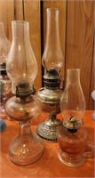(3) Antique Oil Lamps