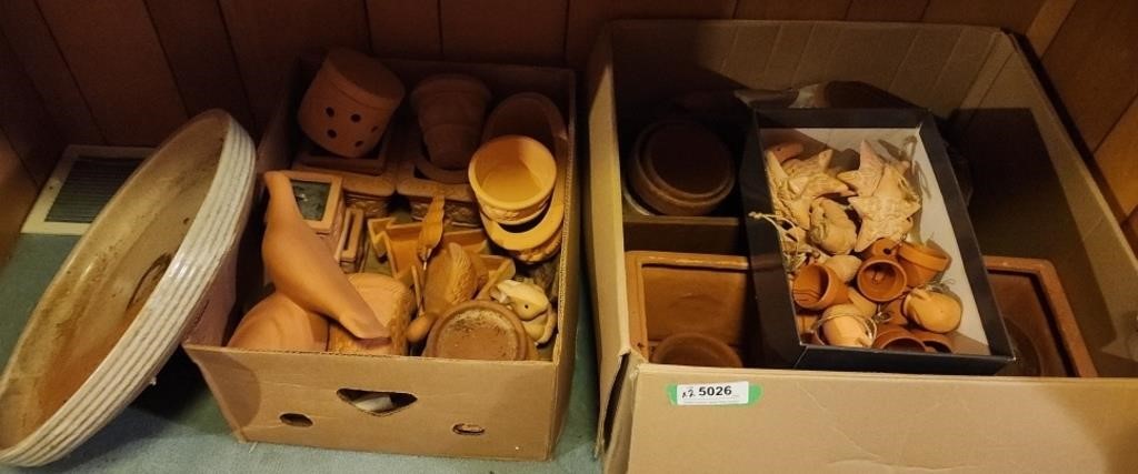 2 boxes Clay Pots & Ornaments