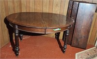 Antique Walnut Oval Table with 3 Leaves
