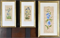 3 FLORAL PAINTINGS ON PAPER SIGNED