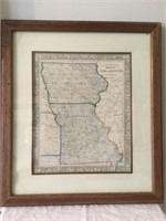 Rare Hand Colored Original Map of Iowa & Missouri