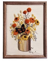 Beautiful 3-D Framed Crewel/Embroidery