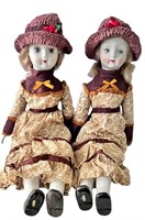 1970s 18" Bisque Porcelain Dolls