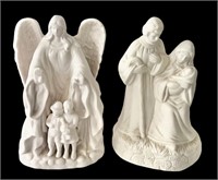 Two Porcelain Nativity & Jesus Lamps